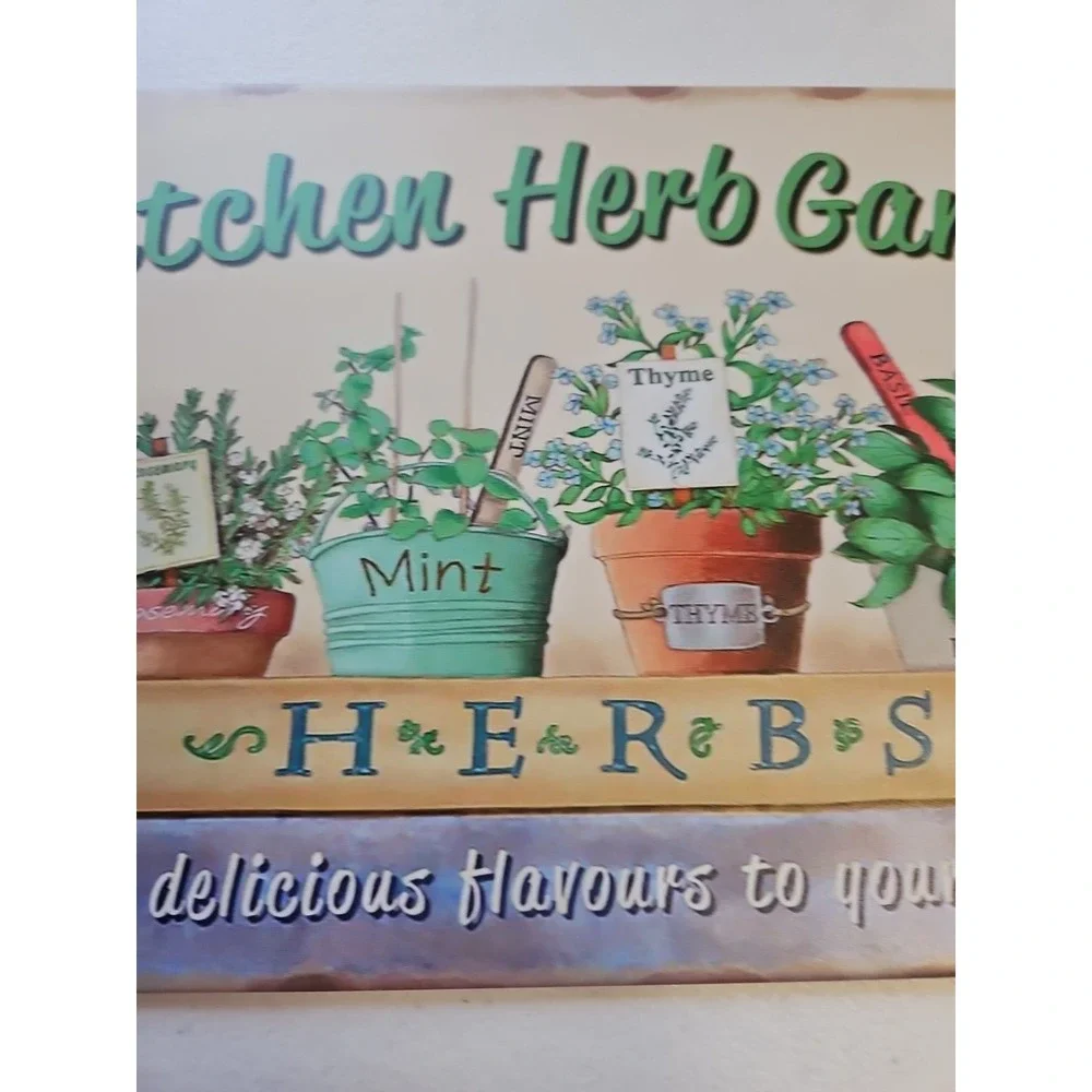 Kitchen Herb Garden Rustic-looking Metal‎ Sign Cooking 8X12